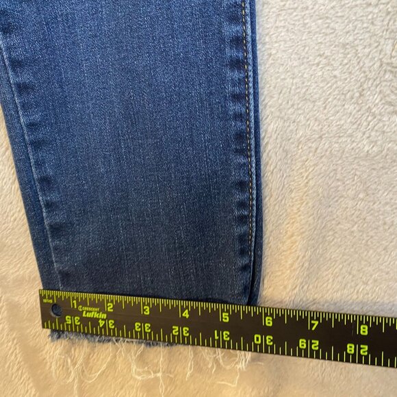 Levis Womens Jeans Size 25 25x28 724 High Rise Straight Raw Hem Stretch Denim Bl - Picture 6 of 15